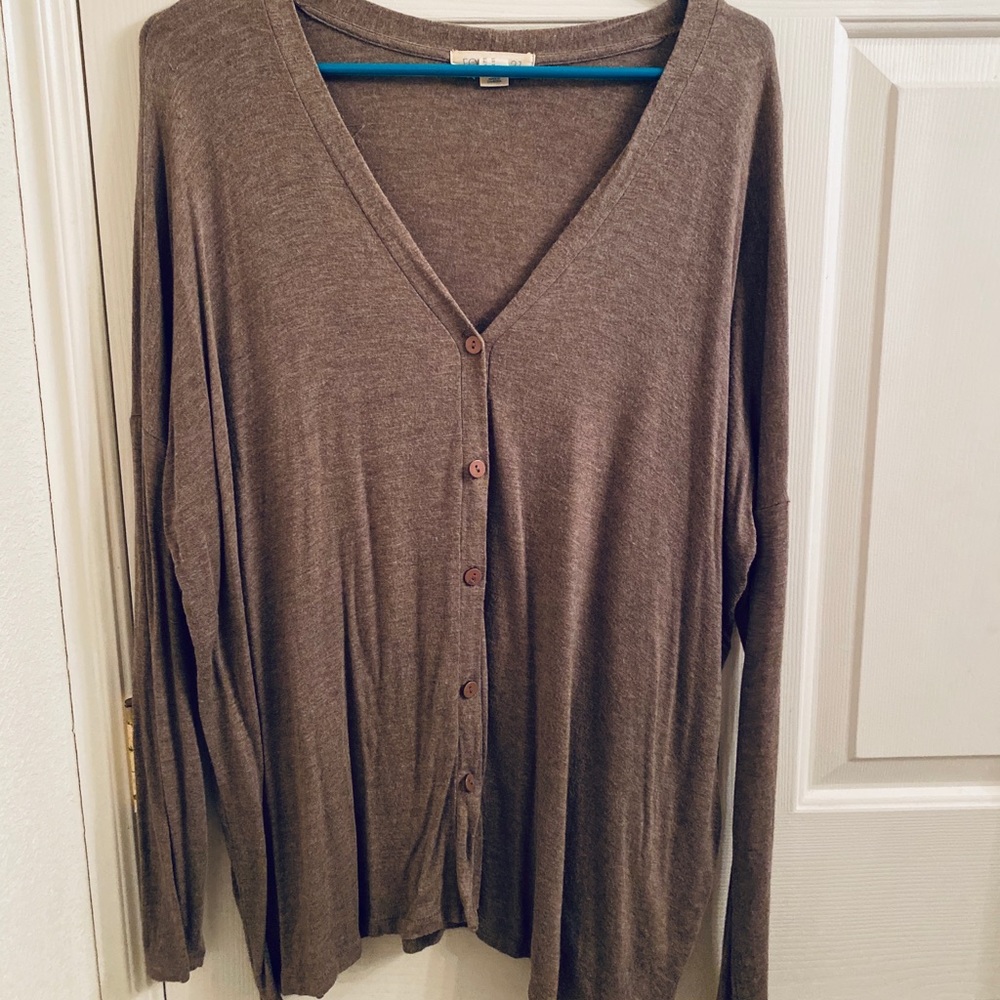 Oversized light brown button down sweater/shirt